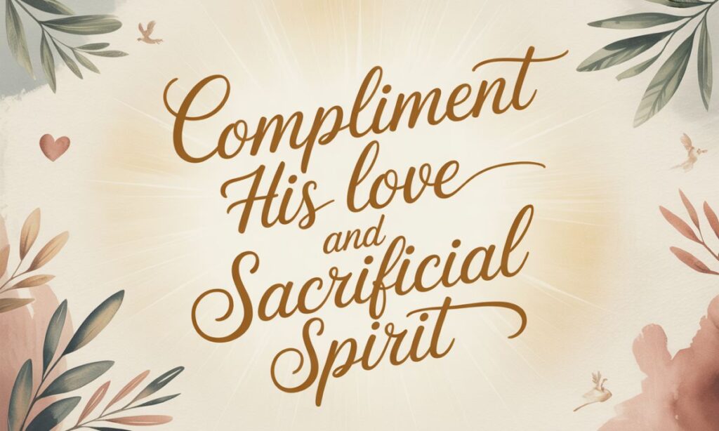 Compliment His Love and Sacrificial Spirit